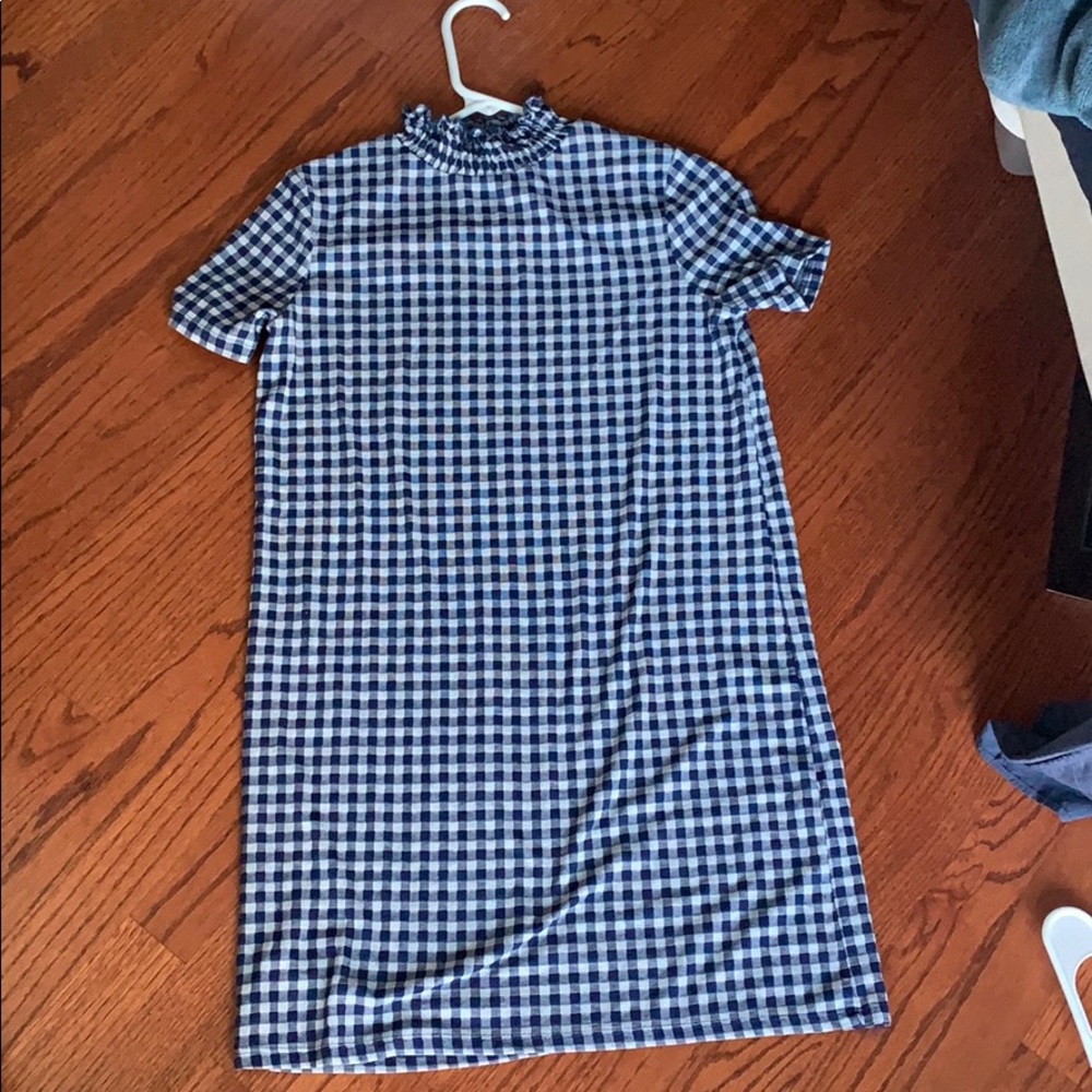 Zara gingham blue and white dress